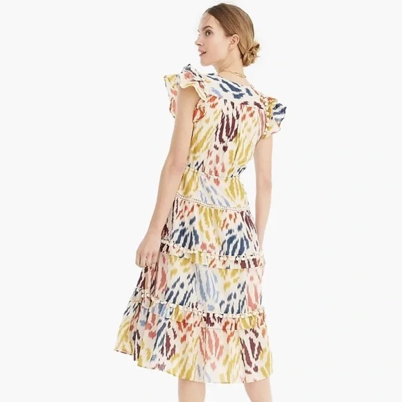 J. Crew - Point Sur PomPom Tiered Midi Dress - Picture 3 of 7